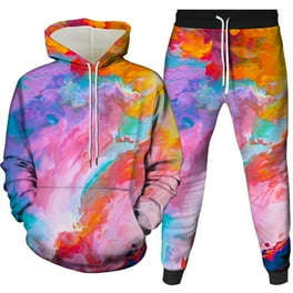 Unisex Tie Dye Tracksuit LGBT Hoodies Pants Rainbow Printed Sweatsuit Walmart