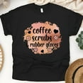 thumbnail image 1 of Unisex Nurse Life T-Shirt, Cute Coffee and Scrubs Casual Top, Black, Size S, 1 of 6