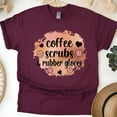 thumbnail image 1 of Unisex Nurse Life T-Shirt, Cute Coffee and Scrubs Casual Top, Maroon, Size 3XL, 1 of 6