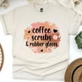 thumbnail image 1 of Unisex Nurse Life T-Shirt, Cute Coffee and Scrubs Casual Top, Natural, Size XL, 1 of 6