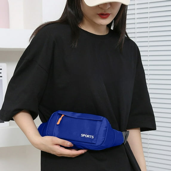 Unisex Nylon Waist Bag, Large Capacity Waterproof Multifunctional Fanny Pack, Hot Pink Blue Light Blue Black Gray, 11.81x3.94x1.18in, Outdoor Sports & Leisure