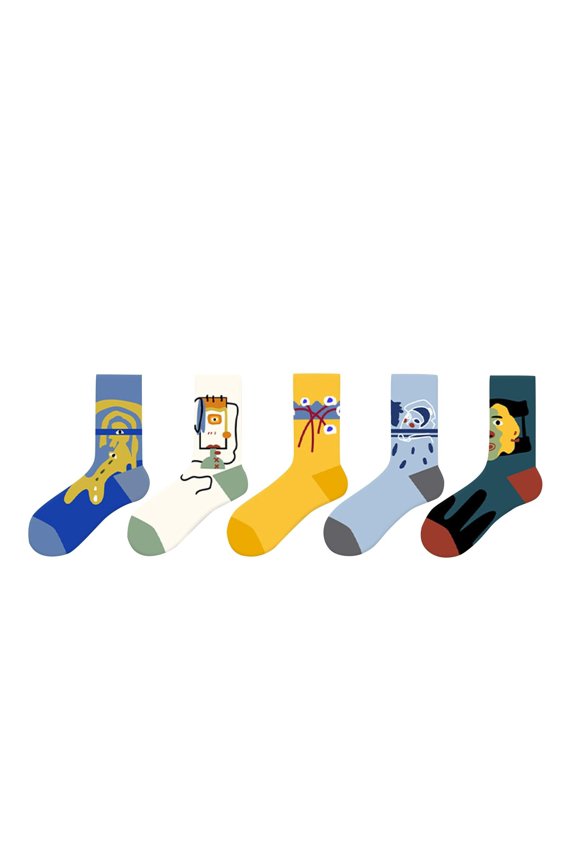 Unisex Oil Painting Socks Middle Tube Socks Street Abstract Personality Long Socks