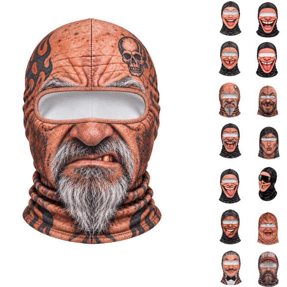 Unisex Old Man Ski Mask Winter Funny 3D Printed Full Face Realistic Face Balaclava Face Mask Lightweight Breathable Hat Cosplay Costume