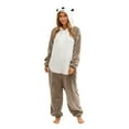 thumbnail image 1 of Unisex Onesie Adult Sleepwear Loose Funny Hooded Outfit Plush Winter Warm Pajamas with Pocket Khaki M, 1 of 7