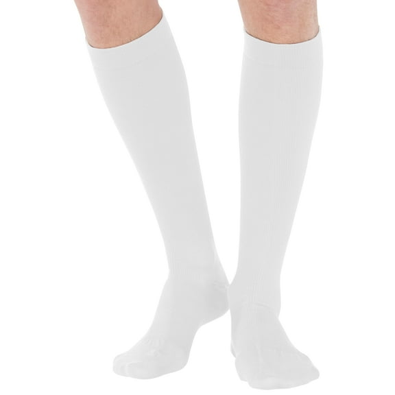 Unisex Opaque Compression Knee High by Absolute Support 20-30mmHg White, Medium
