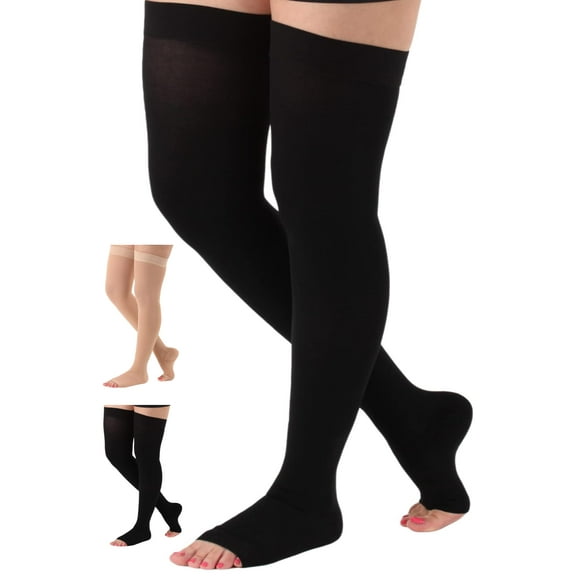 Unisex Opaque Compression Stockings 20-30mmHg by Absolute Support - Black, Small