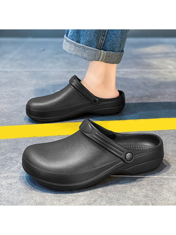 Unisex Open Toe Skate Style Clogs, Non Waterproof Breathable Hole Shoes, Lightweight On Chef Work Sneakers for Kitchen Home Outdoor Use Black 36