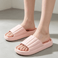 thumbnail image 1 of Unisex Open Toe Slides, Vertical Ribbed EVA House Slippers, Soft Cushioned Indoor Slippers, Casual Summer Slippers for Household Daily All‑Season Wear Pink, 1 of 5