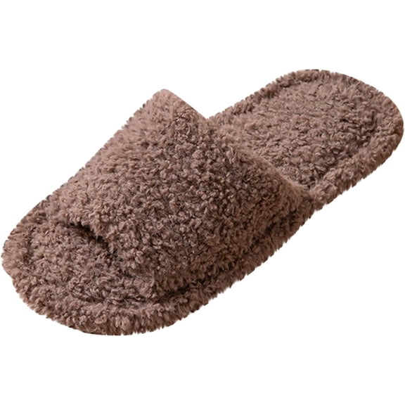 Unisex Open-Toe Slipper Slides -  Soft Sole | Warm House Shoes for Men and Women |  Lightweight, Comfortable Indoor Sandals