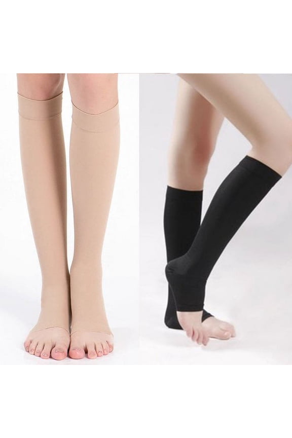 Unisex Open Toe Sock Compression Toeless Socks Knee High Support Stockings