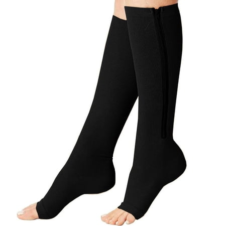 Unisex Open-Toe Zipper Compression Socks 1-Pair