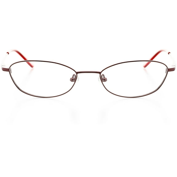 Unisex Optical Eyewear - Oval Shape, Metal Full Rim, Burgundy