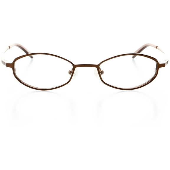 Unisex Optical Eyewear - Oval Shape, Metal Full Rim, Latte