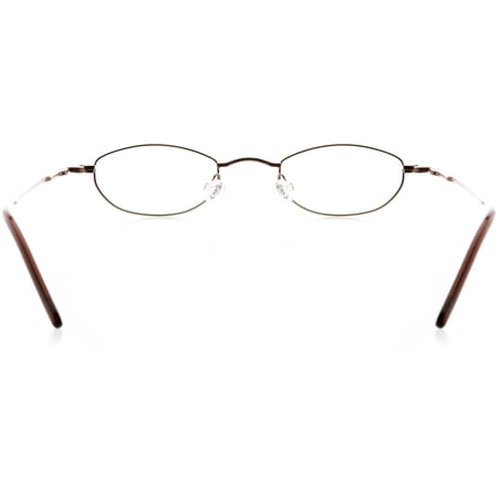 Unisex Optical Eyewear - Oval Shape, Metal Full Rim, Olive Brown