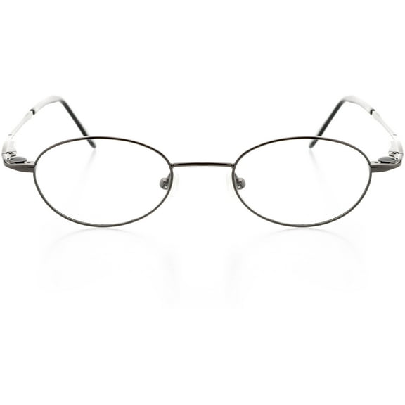 Unisex Optical Eyewear - Oval Shape, Metal Full Rim, Shiny Gunmetal
