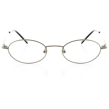 Unisex Optical Eyewear - Oval Shape, Metal Full Rim, Shiny Gunmetal
