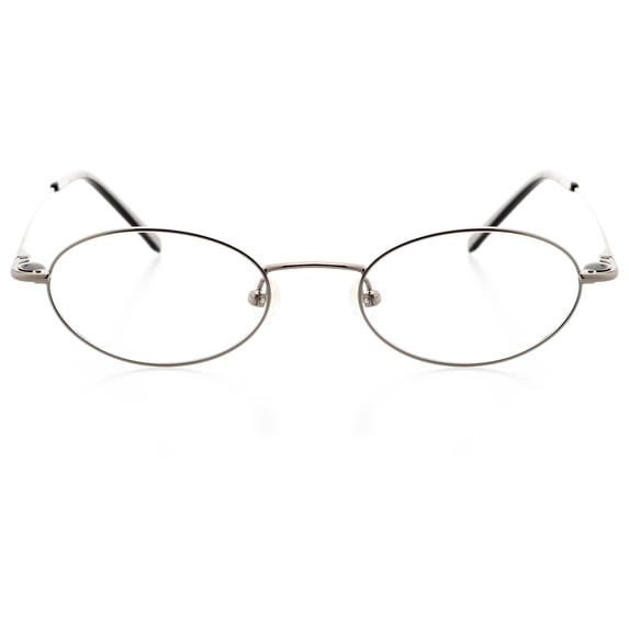 Unisex Optical Eyewear - Oval Shape, Metal Full Rim, Shiny Gunmetal