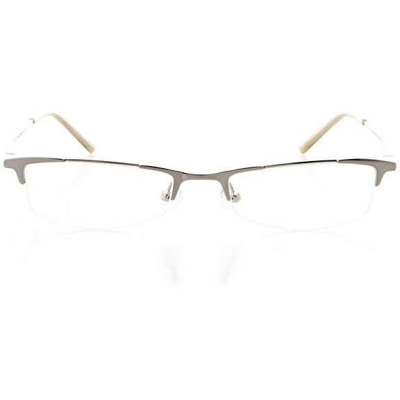 Unisex Optical Eyewear - Oval Shape, Metal Half Rim, Copper Gunmetal