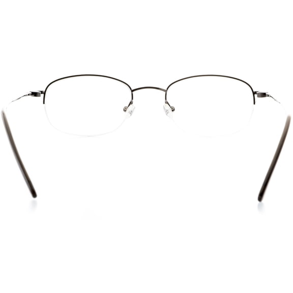 Unisex Optical Eyewear - Oval Shape, Metal Half Rim, Shiny Gunmetal