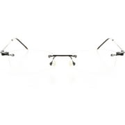 Unisex Optical Eyewear - Oval Shape, Metal Rimless, Matte Black