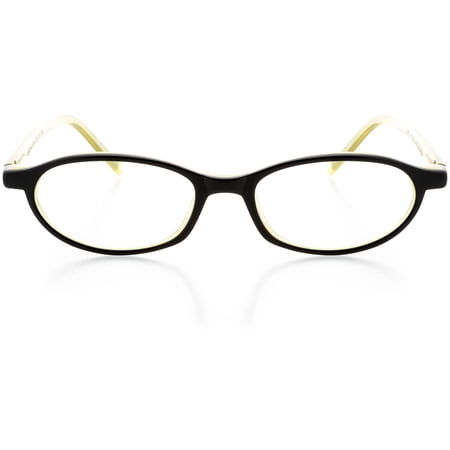 Unisex Optical Eyewear - Oval Shape, Plastic Full Rim, Black Honey