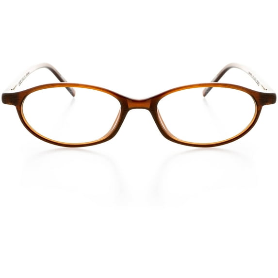 Unisex Optical Eyewear - Oval Shape, Plastic Full Rim, Brown Glow