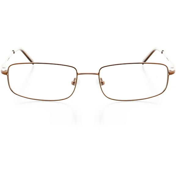 Unisex Optical Eyewear - Rectangle Shape, Metal Full Rim, Latte