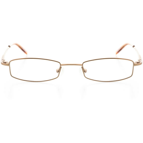 Unisex Optical Eyewear - Rectangle Shape, Metal Full Rim, Pale Copper