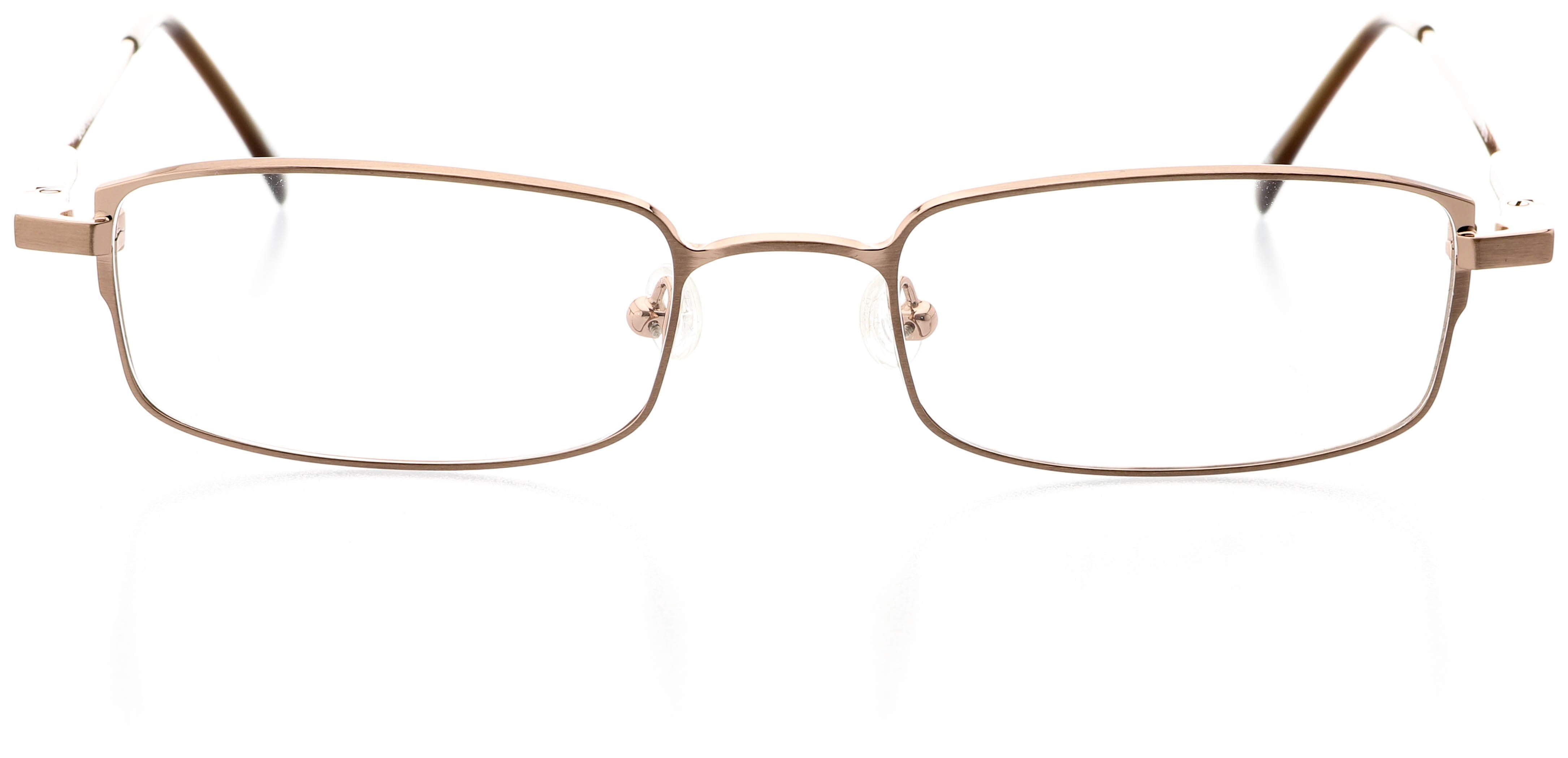 Unisex Optical Eyewear - Rectangle Shape, Metal Full Rim, Pale Copper