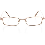 Unisex Optical Eyewear - Rectangle Shape, Metal Full Rim, Shiny Beige