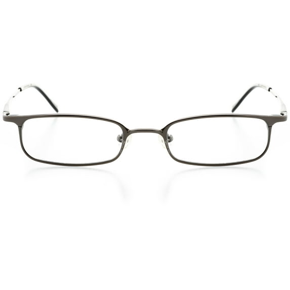 Unisex Optical Eyewear - Rectangle Shape, Metal Full Rim, Shiny Gunmetal