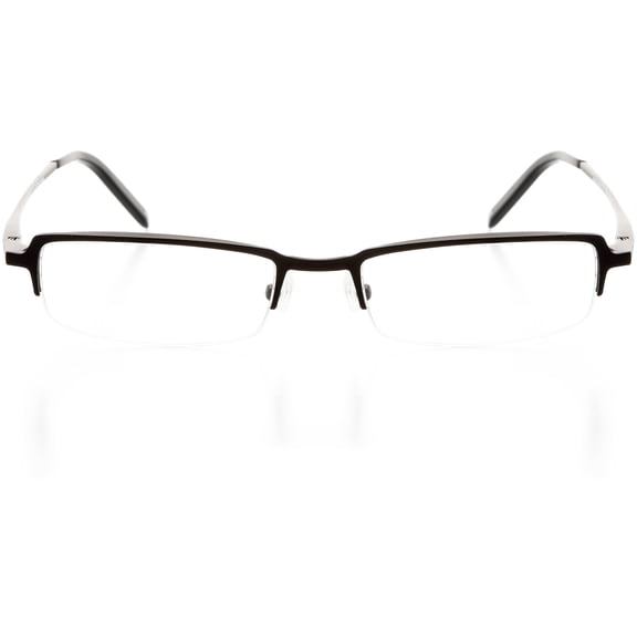 Unisex Optical Eyewear - Rectangle Shape, Metal Half Rim, Matte Black