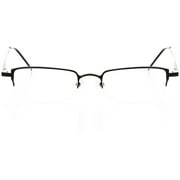 Unisex Optical Eyewear - Rectangle Shape, Metal Half Rim, Matte Black