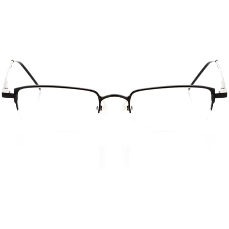 Unisex Optical Eyewear - Rectangle Shape, Metal Half Rim, Matte Black