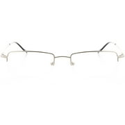 Unisex Optical Eyewear - Rectangle Shape, Metal Half Rim, Platinum