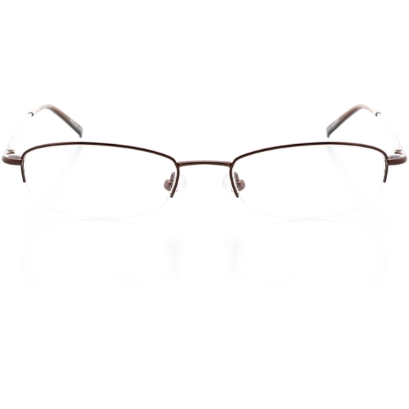 Unisex Optical Eyewear - Rectangle Shape, Metal Half Rim, Shiny Espresso
