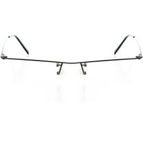 Unisex Optical Eyewear - Rectangle Shape, Metal Rimless, Caribbean Blue