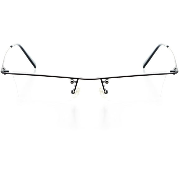 Unisex Optical Eyewear - Rectangle Shape, Metal Rimless, Caribbean Blue