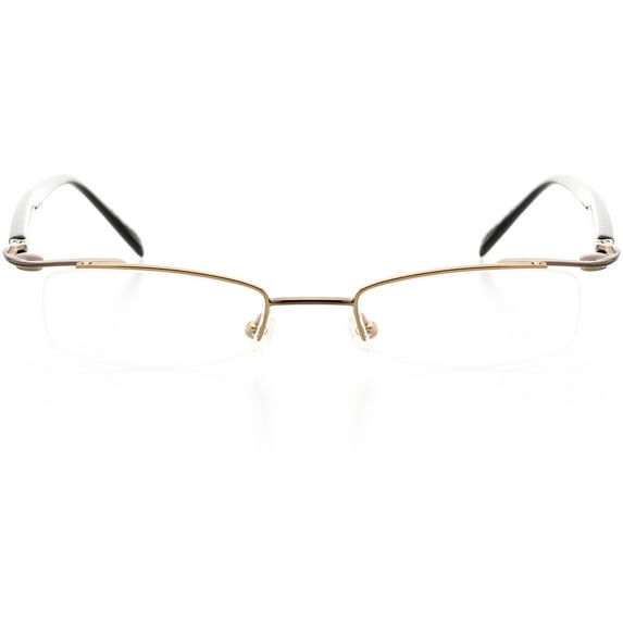 Unisex Optical Eyewear - Rectangle Shape, Metal Rimless, Dark Grey