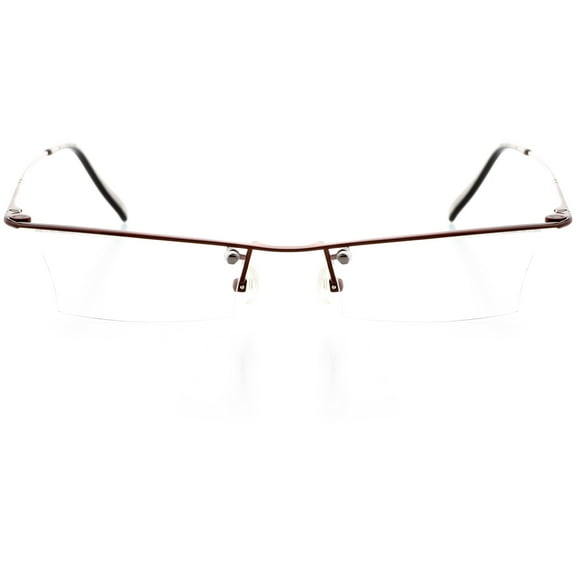 Unisex Optical Eyewear - Rectangle Shape, Metal Rimless, Espresso