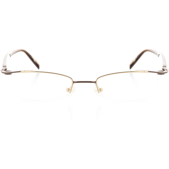 Unisex Optical Eyewear - Rectangle Shape, Metal Rimless, Gold Bronze