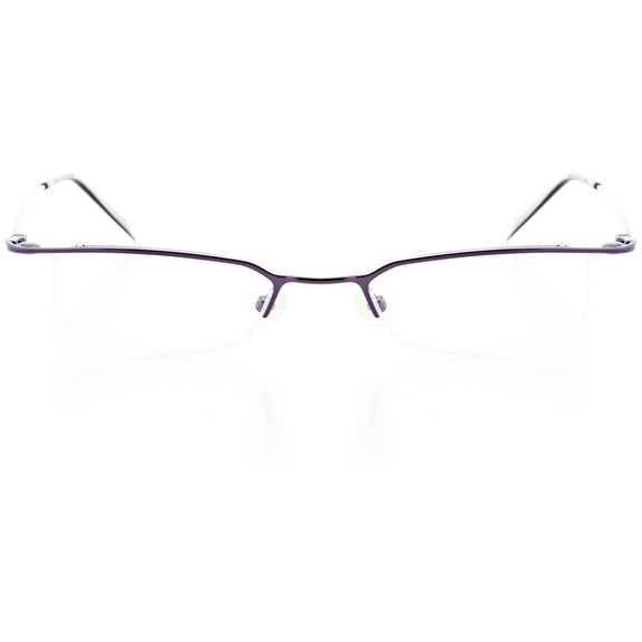Unisex Optical Eyewear - Rectangle Shape, Metal Rimless, Mauve