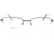 Unisex Optical Eyewear - Rectangle Shape, Titanium Half Rim, Matte Gunmetal Shiny Gunmetal
