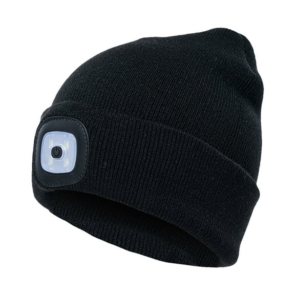 Unisex Outdoor Cycling Hiking LED Light Knitted Hat Winter Elastic Beanie Cap