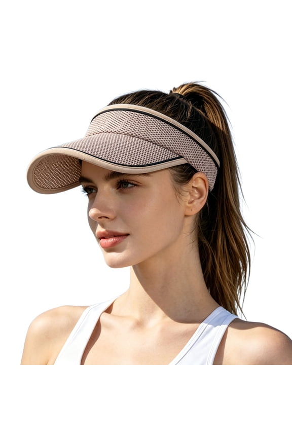 Unisex Outdoor Sun Hat with Hollow Top for Cycling Hiking Camping Lightweight Breathable Sun Visor Cap Roll and Go Hat One Size