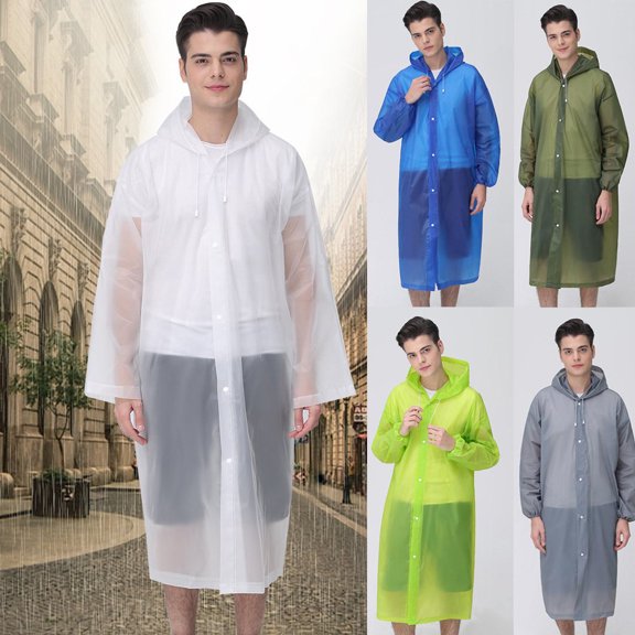 Unisex Outdoor Thick EVA Raincoat Transparent Fashion, Reusable Protective All Season Hooded Design, Camouflage Effect Day Curtain Mat, Travel Fishing Outdoor Use