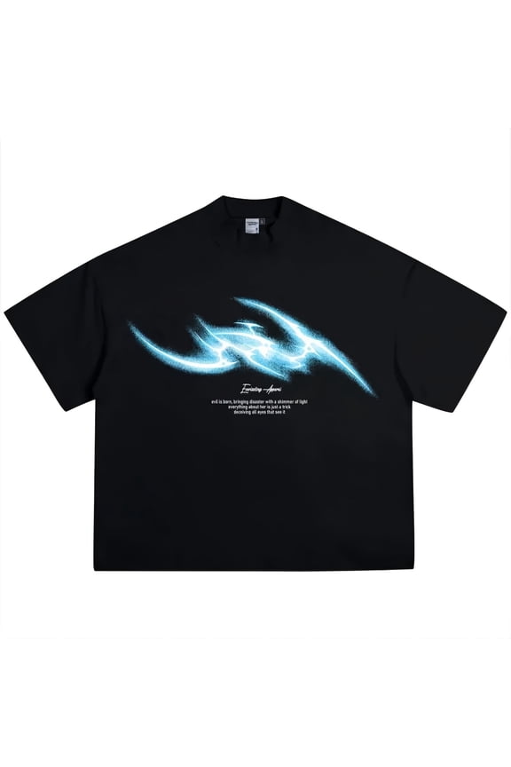 Unisex Oversized Cyber Y2K Lightning Graphic T-Shirt