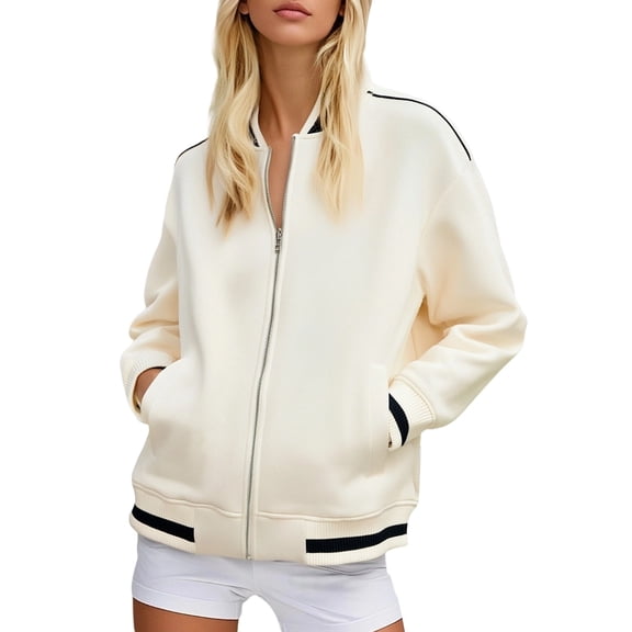 Unisex Oversized Drop Shoulder Color Zip Up Hoodie Sweatshirt Casual College Style Outerwear for Fall and Winter Seasons Beige XL