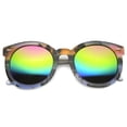 thumbnail image 1 of Unisex Oversized Sunglasses UV400 Mirrored Lens Horn Rim Palm Tree Print 9878, 1 of 3