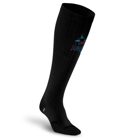 Unisex PRO Compression Black Miami Marlins Over-the-Calf Medium Graduated Compression Socks